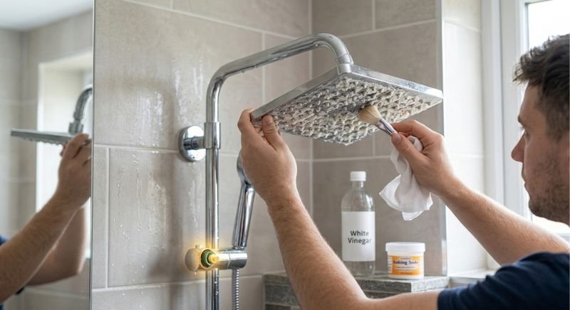 Clogged Shower Head From Mineral Buildup