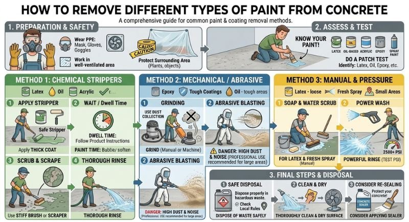 How to Remove Different Types of Paint From Concrete