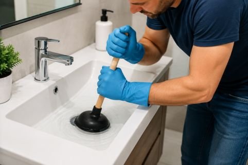 Unclog the Drain Using a Plunger